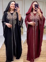 Muslimische Kleider für Frauen – Kapuzenabaya 2-teiliges Set – Diamant-Jalabija-Partykleid