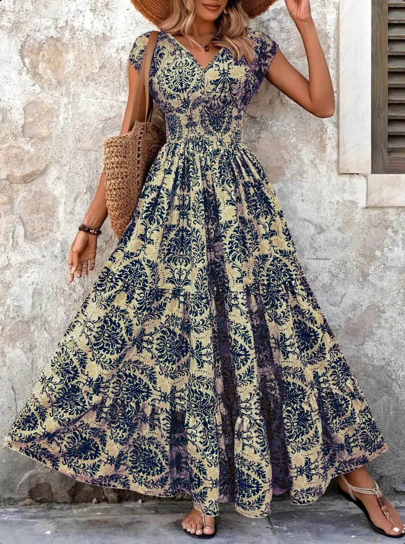 Women’s Vintage Floral Print Maxi Dress