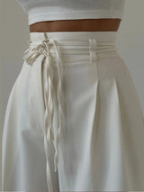 Damen Y2K Wide Leg Lange Hose – Elegante High Waist Double Drawstring Baggy Hose