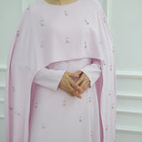 Damen-Cape-Abaya mit Perlen- und Diamantbesatz – Luxuriöser Kaftan, Schal, bescheidenes muslimisches Kleid