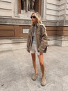 The Urban Suede Edit: Stand-Collar Minimalist Jacket – Chic Short Suede Outerwear