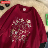 Beautiful Flower Clusters Cotton T-Shirt - Women's Floral Graphic Tee