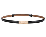The "Perfect Fit" Skinny Belt: Adjustable Leather Waistband for Women – Elegant Gold Buckle Strap