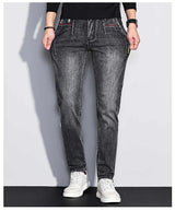 Men's Slim Fit Stretch Jeans | Vintage Korean Style Straight Denim