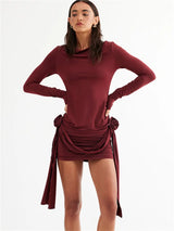 Floral Fashion Pleated Mini Dress for Women – Slim High Waist Solid Casual Sexy Dress