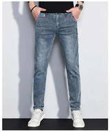 Men's Slim Fit Stretch Jeans | Vintage Korean Style Straight Denim