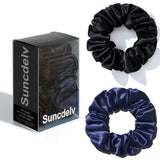 Das „Silk-Glow“-Duo: 2er-Set reine 22 Momme natürliche Seidenhaargummis