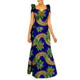 Afrikanisches langes Maxikleid für Damen |Kurzarm-Kleid aus Ankara-Stoff