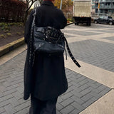 The Moto-Vault Silhouette Vintage Black Rivet Handbag