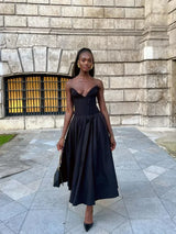 Black Elegant Wedding Event Dress – Sexy Strapless Corset Midi