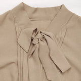 Elegantes plissiertes langes Kleid mit Schleifengürtel, einfarbig, hoher Taille, Business & Pendler-Stil