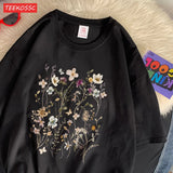 Beautiful Flower Clusters Cotton T-Shirt - Women's Floral Graphic Tee