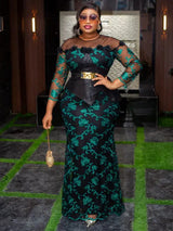 Luxuriöses Pailletten-Dashiki-Maxikleid – Afrikanisches Abendkleid für Damen
