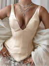 Women’s Y2K Sexy Satin Corset Crop Top – Summer Fashion Elegant V-Neck Tank Top