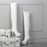 Sexy Damen Overknee-Stiefel – 12cm Stiletto-Absatz mit Plateau, oberschenkelhoch