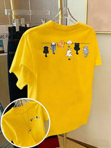 Women's Oversized Cotton Cartoon Cat Print T-Shirt