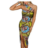Afrikanisches ärmelloses sexy Club-Damenkleid mit Ankara-Print und Trägern