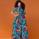 African Ankara Maxi Dress for Women | Half Sleeve High Waist Traditional Print Dress
