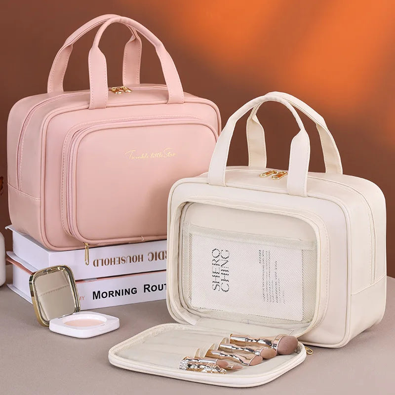 Large Capacity PU Leather Cosmetic Bag for Women