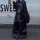 Damen Jeans mit mehreren Knöpfen, geschwungenem weitem Bein | Vintage Street Style gerade Hose