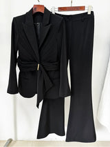 Damen-Slim-Fit-Blazer mit integriertem Taillendetail & High-Waist-Hose