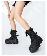 Women’s 9cm Chunky Platform Punk Wedge Ankle Booties