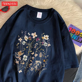 Beautiful Flower Clusters Cotton T-Shirt - Women's Floral Graphic Tee