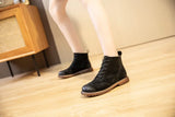 Women’s Genuine Leather Ankle Boots – Retro British Style Suede Booties