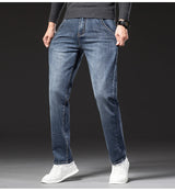 Herren Business Loose Straight Jeans | Fashion Stretch Denim Marken Hosen