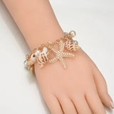Seestern- und Muschel-Charm-Armband für Damen – Naturperle & Muschel-Sommerstrand-Schmuck