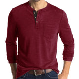 European And American Men's Long Sleeve Round Neck T-Shirt Amazon Men's Base Layer Top Foreign Trade Men's T-Shirt Henry Collar