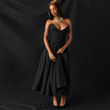 Black Elegant Wedding Event Dress – Sexy Strapless Corset Midi