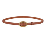 The "Metropolitan" Thin Belt: Soft Genuine Leather Waistband – Available in Gold & Silver Buckles