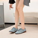 Women’s Suede Genuine Leather Oxford Shoes – British Style Lace-Up Loafers