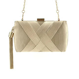 Elegante Brautjungfern-Tasche aus Seide | Luxuriöse Abendhandtasche mit goldener Quaste