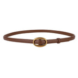 The "Metropolitan" Thin Belt: Soft Genuine Leather Waistband – Available in Gold & Silver Buckles