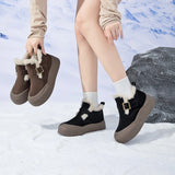 Damen Stiefel aus echtem Leder – Winter-Stiefeletten mit Fleece-Futter