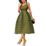 African Batik Summer Dress for Women | Sleeveless Knee-Length Party Dress