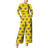 Women Wax Cotton Elegant Full Sleeve Cropped Top and Wide Leg Trousers Set