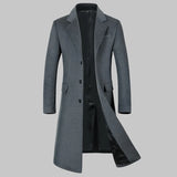 Herren Wintermantel aus hochwertiger Wolle – Knielanger Trenchcoat