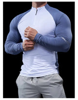 Men’s Half-Zip Performance Polo | Long-Sleeve Quick-Drying Fitness Tights Shirt