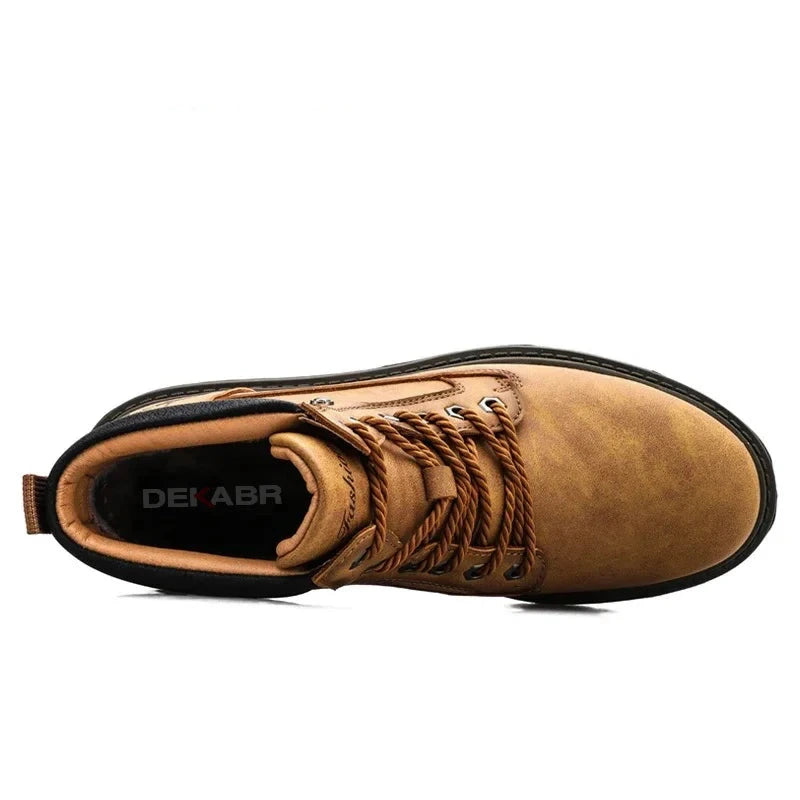 The Heritage Craftsman: Herren Retro Warme Arbeitsstiefel – Winterstiefel im Vintage-Stil mit Fellfutter