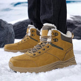 Herren Handgemachte Winterstiefel - Wasserdichte Thermoschneestiefel mit rutschfester Gummisohle und warmem Plüschfutter