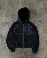 Men's Y2K Goth Zip-Up Hoodie – Gothic Pattern Graphic Sweatshirt – Harajuku Hip Hop Streetwear
