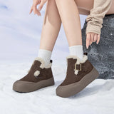 Damen Stiefel aus echtem Leder – Winter-Stiefeletten mit Fleece-Futter