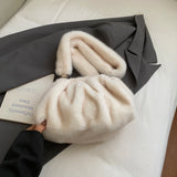 Damen weiche Kunstfell-Cloud-Bag – faltige kleine Umhängetasche
