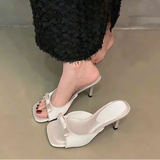 Designer-Stil Damen-Hausschuhe – Modische Pantoletten mit Schmetterlingsknoten und offener Spitze, Damen High Heel