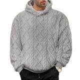Herren Jacquard-Kapuzenpullover – Doppelseitiger Samt-Thermo-Pullover