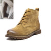 Women’s Genuine Leather Ankle Boots – Retro British Style Suede Booties