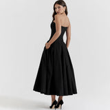 Black Elegant Wedding Event Dress – Sexy Strapless Corset Midi